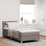 vidaXL Lit Box Spring avec Matelas Taupe 90x200 cm Tissu