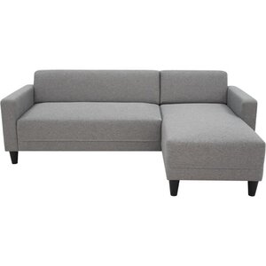 Canapé d'angle fixe 4 places BOB - Tissu souris - Réversible - 197 x 117 x 65 cm