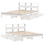 vidaXL Lit bibliothèque sans matelas blanc 160x200 cm bois pin massif