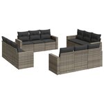 vidaXL Salon de jardin avec coussins 12 Pièces gris résine tressée