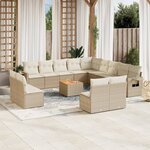 vidaXL Salon de jardin avec coussins 14 Pièces beige résine tressée