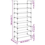 vidaXL Étagère à chaussures 8 étagères Métal et tissu intissé Argenté