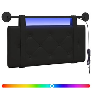 vidaXL Tête de lit suspendue Avec lumière LED Noir Simili cuir