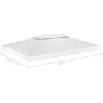 vidaXL Toile de toit de belvédère 2 niveaux 310 g/m² 4x3 m Blanc