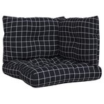 vidaXL Coussins de palette lot de 3 motif à carreaux noir tissu Oxford