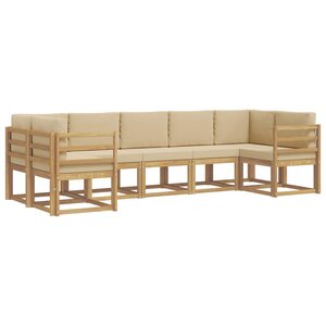 vidaXL Ensemble de canapés d'extérieur 7 Pièces Blanc et Beige