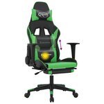 vidaXL Chaise de jeu de massage et repose-pied Noir et vert Similicuir