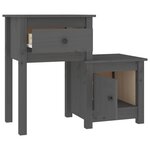 vidaXL Table de chevet Gris 79 5x38x65 5 cm Bois de pin massif