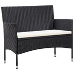 vidaXL Salon de jardin 5 Pièces avec coussins résine tressée noir