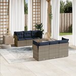 vidaXL Salon de jardin 7 Pièces avec coussins gris résine tressée