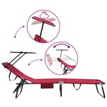 vidaXL Chaise longue pliante avec coussin Rouge 56 x 190 x 81cm tissu