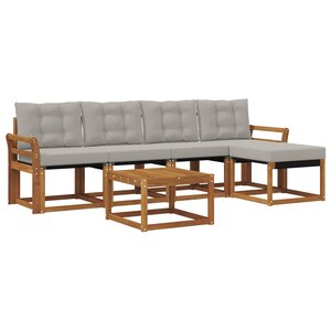vidaXL Ensemble de canapés d'extérieur 6 pc Naturel et gris clair