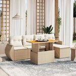 vidaXL Salon de jardin avec coussins 6 Pièces beige résine tressée