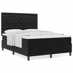 Lit Box Spring vidaXL avec Matelas Noir 140x200 cm Velours