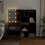 vidaXL Ensemble de coiffeuse avec LED vieux bois bois d'ingénierie