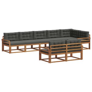 vidaXL Ensemble de canapés d'extérieur 8 pc Naturel et Anthracite