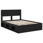 vidaXL Cadre de lit avec stockage Noir 160 x 200 cm Bois de pin massif
