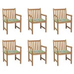 vidaXL Chaises de jardin 6 Pièces et coussins motif feuilles Bois de teck
