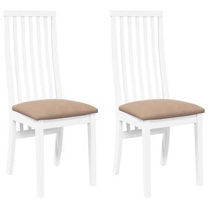vidaXL Chaises à manger coussins 2 Pièces blanc bois massif caoutchouc