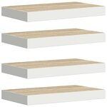 vidaXL Étagères flottantes 4 Pièces chêne et blanc 50x23x3 8 cm MDF