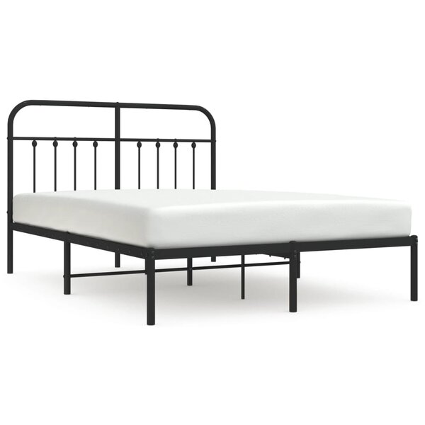 vidaXL Cadre de lit métal sans matelas avec tête de lit noir 140x200cm