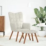 vidaXL Fauteuil relax avec tabouret en velours crème