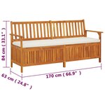 vidaXL Banc de rangement avec coussin 170 cm Bois d'acacia solide