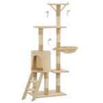 vidaXL Arbre à chat avec griffoirs en sisal 138 cm Beige