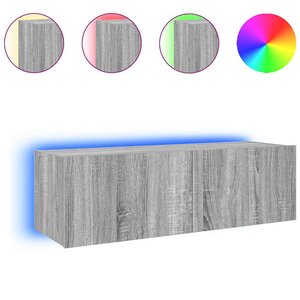 vidaXL Meuble TV mural avec lumières LED sonoma gris 100x35x31 cm