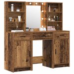 vidaXL Ensemble de table de maquillage avec LED 3 Pièces Bois ancien