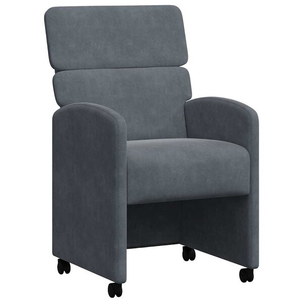 vidaXL Chaises de Salle à Manger avec Roues 2 pc Velours Gris foncé