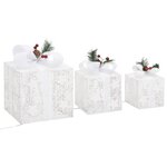 vidaXL Boîtes-cadeaux de Noël décoratives 3 Pièces Extérieur Intérieur