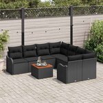 vidaXL Ensemble de canapé de jardin 9 Pièces Noir Poly rotin