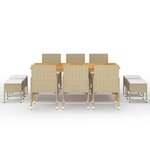vidaXL Ensemble à manger de jardin 11 Pièces Beige