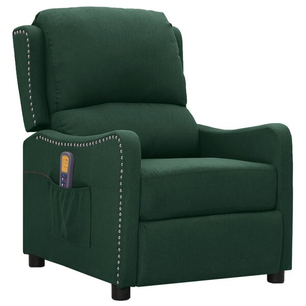 vidaXL Fauteuil de massage Vert foncé Tissu