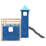 vidaXL Lit superposé sans matelas avec toboggan et rideaux 90x190 cm