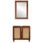vidaXL Cabinet de salle de bain 2 Pièces Noir et or Bois de mangue massif