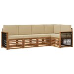 vidaXL Ensemble de canapé d'angle avec coussin 4 Pièces Naturel