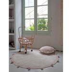 Tapis coton rond lavable Bubbly Nude à pompons Ø 120 cm