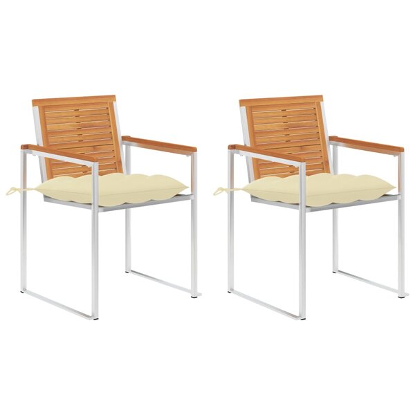 vidaXL Chaises de jardin avec coussins 2 Pièces Acacia solide et acier