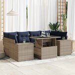 vidaXL Salon de jardin avec coussins 7 Pièces gris résine tressée acacia
