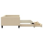 vidaXL Lit de jour avec gigogne et tiroirs crème 100x200 cm tissu