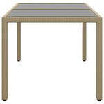 vidaXL Table de jardin 150x90x75 cm Verre trempé/résine tressée Beige