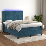 vidaXL Sommier à lattes de lit matelas et LED Bleu foncé 140x200 cm