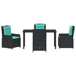 vidaXL Ensemble de salle à manger pour jardin 5 Pièces Noir Poly rotin