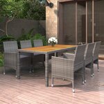 vidaXL Mobilier à dîner de jardin 7 Pièces Résine tressée Gris