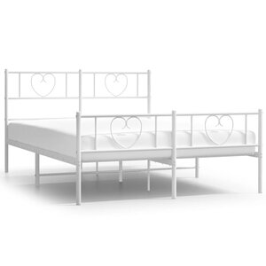 vidaXL Cadre de lit métal sans matelas et pied de lit blanc 140x190 cm