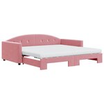 vidaXL Lit de jour avec lit gigogne et matelas rose 100x200 cm velours