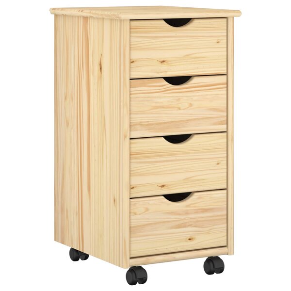 vidaXL Cabinet roulant 34 x 39 x 65 5 cm Bois de Pin Massif Marron