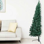 vidaXL Demi-arbre de Noël artificiel pré-éclairé et boules vert 180 cm
